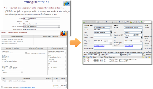 DirectWeb pour ACT! : couplez votre site Web à ACT!